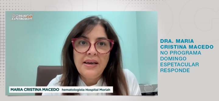 Dra. Maria Cristina Macedo no Programa Domingo Espetacular fala sobre linfoma não Hodgkin
