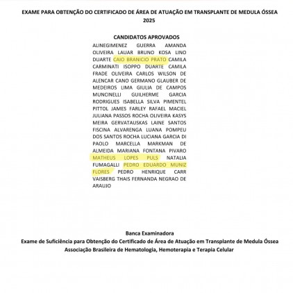 Parabenizamos nossos médicos pela aprovação no Título de Especialista em Transplante de Medula Óssea concedido pela ABHH/AMB.