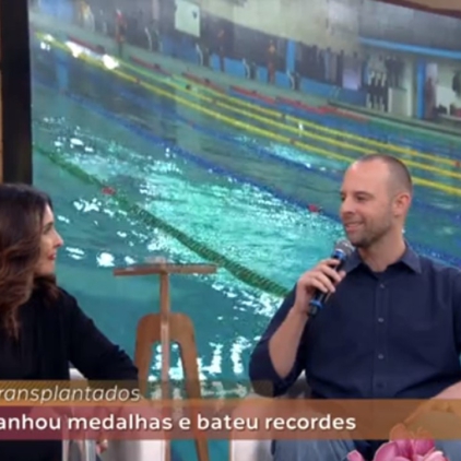 Campeão da Olimpíada dos Transplantados menciona com gratidão Dra. Maria Cristina Macedo no programa Encontro com Fátima Bernardes