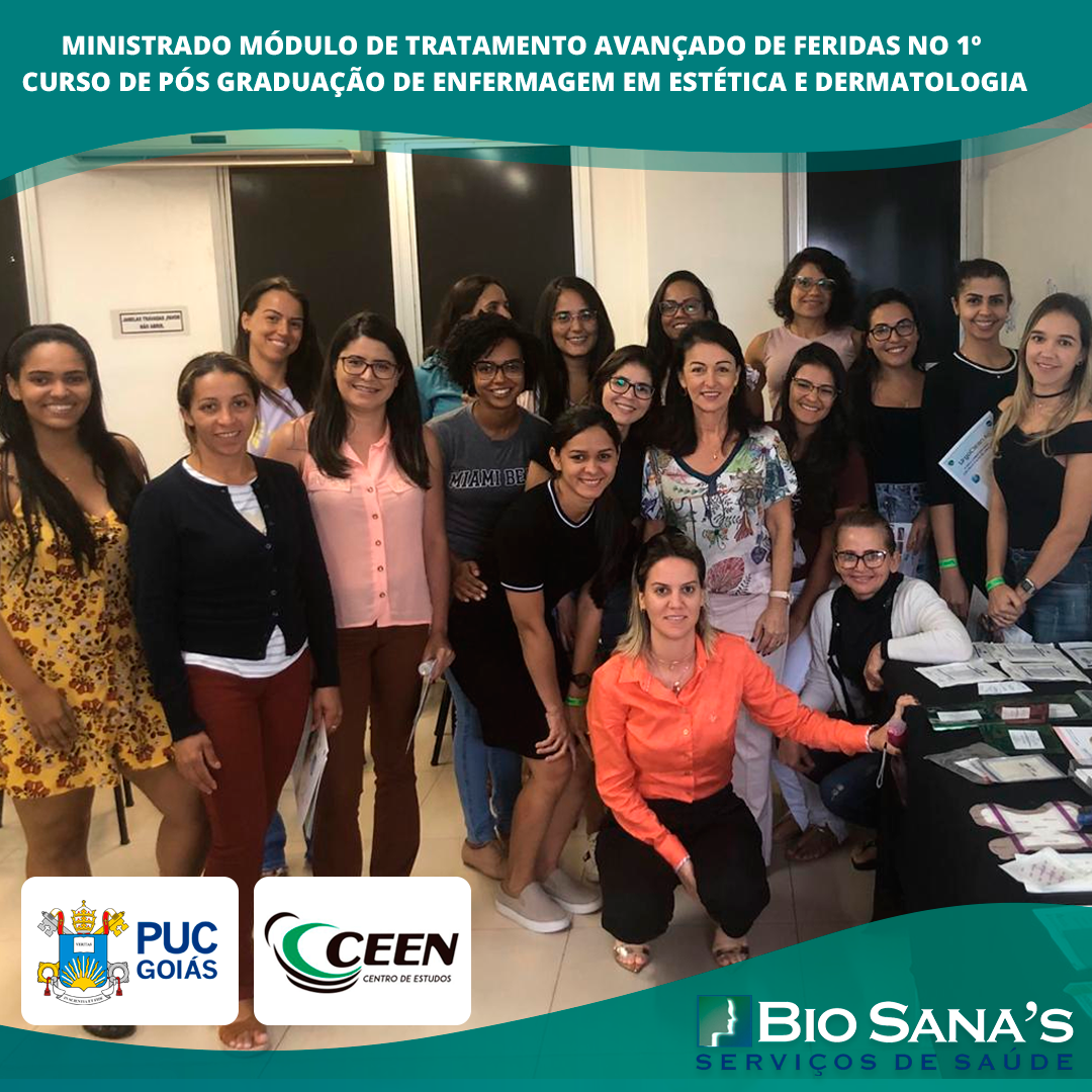 Ministrado módulo de Tratamento Avançado de Feridas no 1º  Curso de Pós graduação de Enfermagem em Estética e Dermatologia